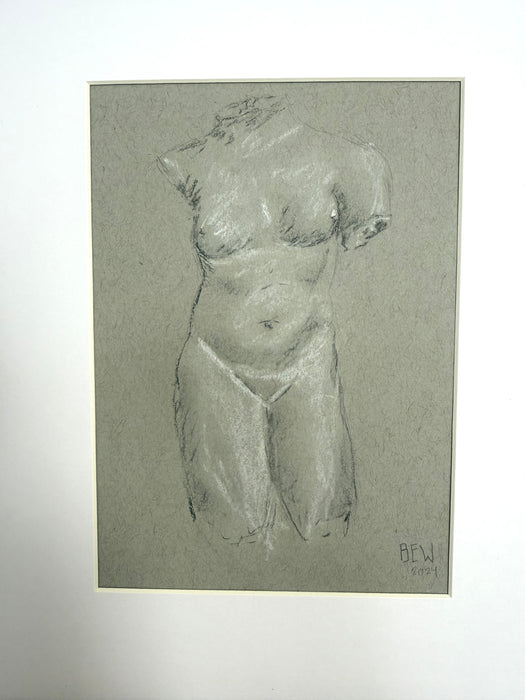 Nude Statue Sketch, 10x10"