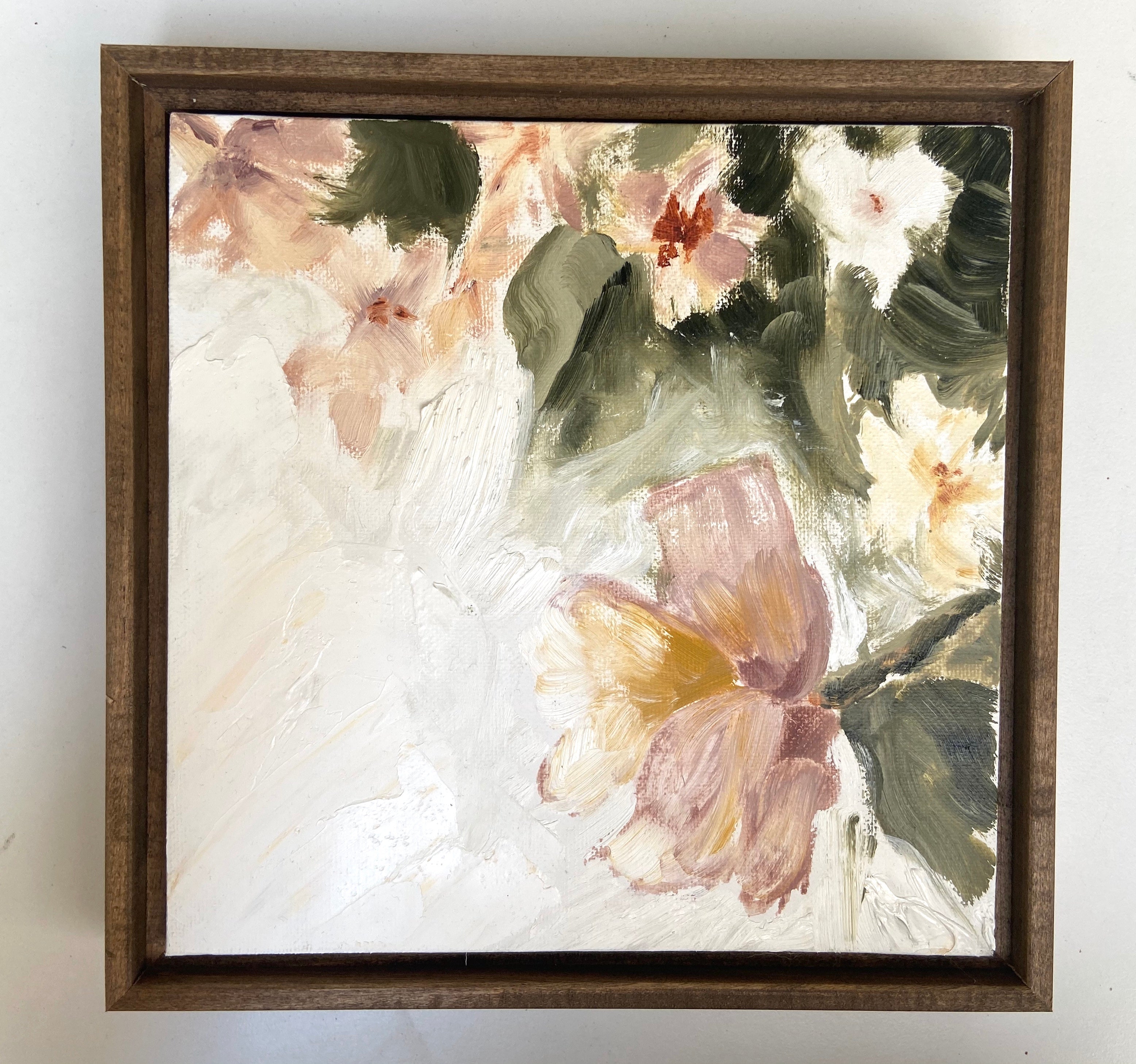 floral oil painting 8x8" framed