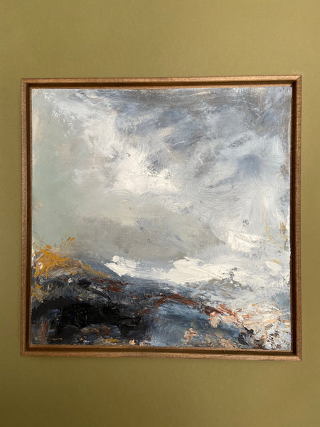 Abstract oil landscape painting, 12x12 inches